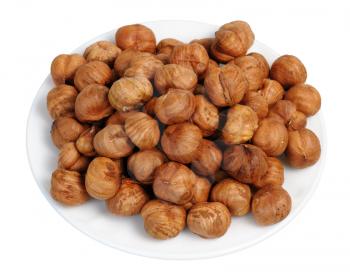 Royalty Free Photo of a Plate of Hazelnuts