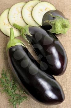 Royalty Free Photo of a Eggplants and Slices