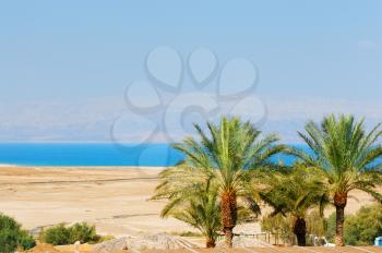 Royalty Free Photo of the Dead Sea with the Jordan Mountains in the Background