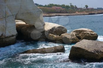 The white chalk cliffs of Rosh ha-Hanikra on Israel's northern border