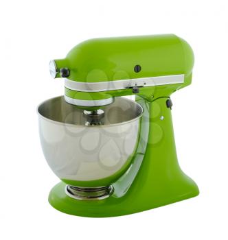 Kitchen appliances - green planetary mixer, isolated on a white background