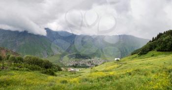 Peaks and slopes of the Caucasus Mountains in Georgia