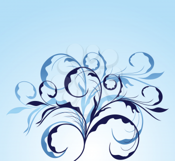 Royalty Free Clipart Image of a Blue Floral Background