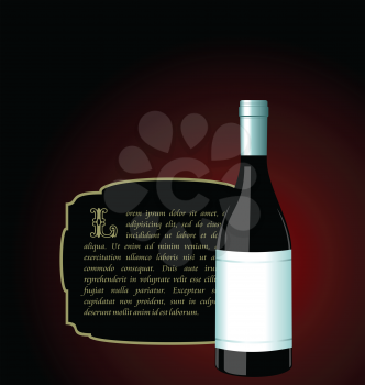 Royalty Free Clipart Image of Wine and an Invite Card