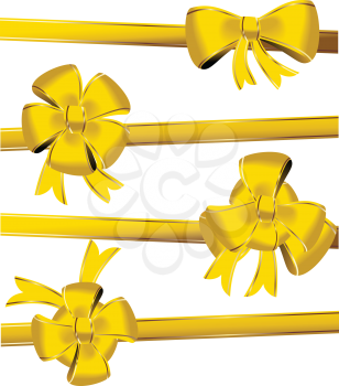Royalty Free Clipart Image of Golden Bows