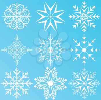 Royalty Free Clipart Image of a Set of Snowflakes