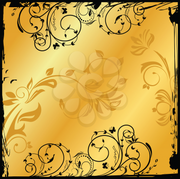 Royalty Free Clipart Image of a Gold Floral Background