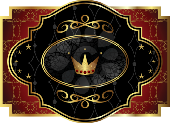 Illustration royal label with crown for packing alcohol - vector