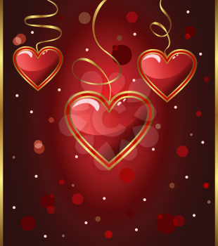Illustration congratulation card with heart for Valentine's day - vector