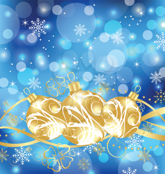 Illustration Christmas holiday background with golden balls - vector