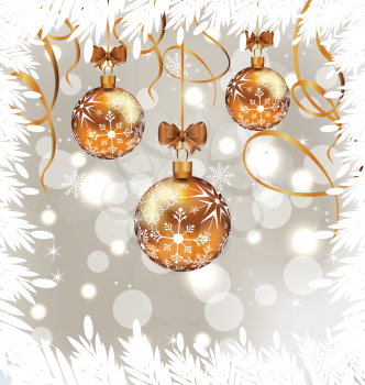 Illustration shimmering background with Christmas balls - vector