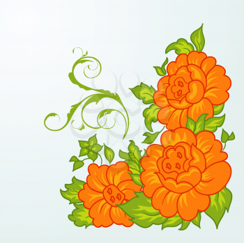 Illustration cute orange flowers isolated - vector