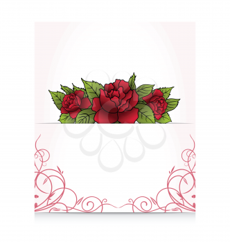 Illustration romantic letter with bouquet roses - vector