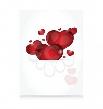 Illustration romantic letter with cute hearts - vector