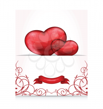 Illustration Valentine's day letter with hearts - vector