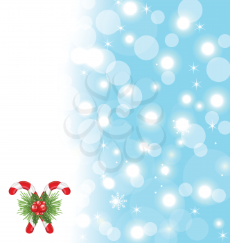 Illustration Christmas cute wallpaper with sparkle, snowflakes, sweet cane - vector
