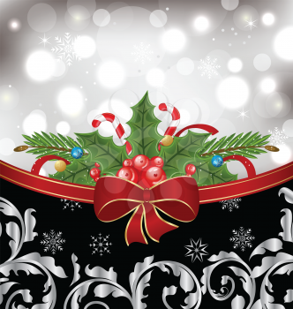 Illustration Christmas glowing packing, ornamental design elements - vector