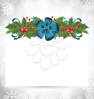 Illustration Christmas elegant card with holiday decoration - vector