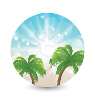 Illustration summer holiday picture with sunlight and palm leaves - vector