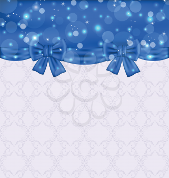 Illustration cute background with ribbon bows - vector