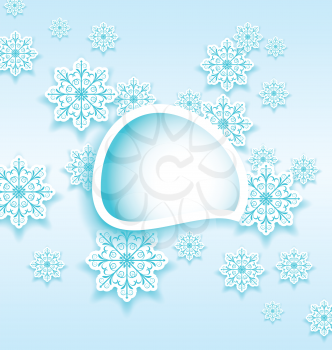 Illustration abstract bubble with set snowflakes - vector