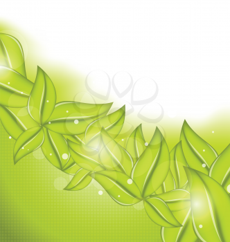 Illustration ecology background with eco green leaves - vector