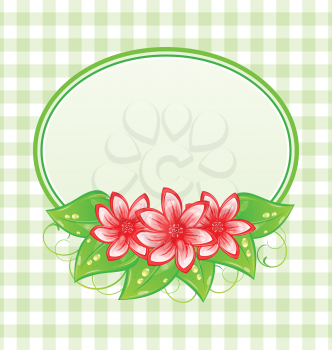 Illustration cute spring card with flowers and leaves - vector