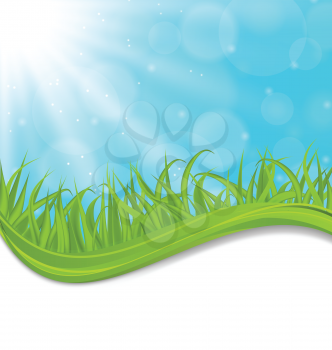 Illustration spring natural card with green grass - vector