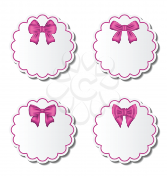 Illustration set of beautiful cards with pink gift bows - vector