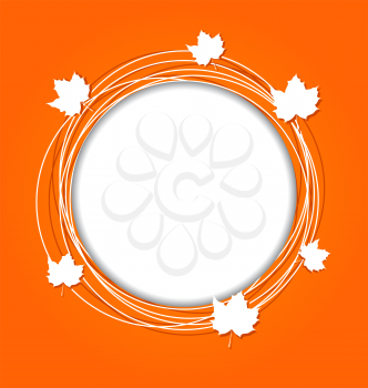 Illustration autumn round frame with leaves maple for canadian day - vector