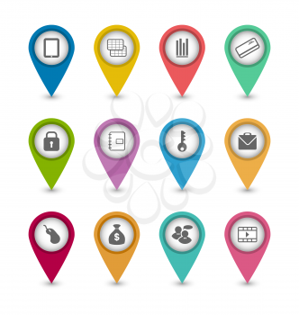 Illustration set business pictogram icons for design your website - vector