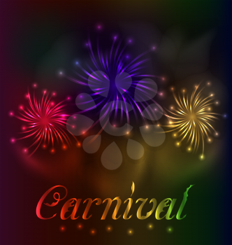 Illustration colorful fireworks background for Carnival party - vector