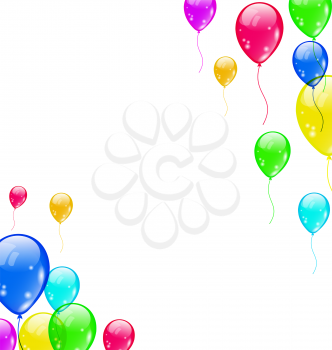 Illustration set colourful flying balloons for your party - vector