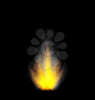 Illustration burning fire flame on black background - vector 