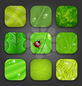 Illustration ecologic backgrounds with leaves texture for the app icons - vector