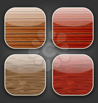 Illustration backgrounds with wooden texture for the app icons - vector