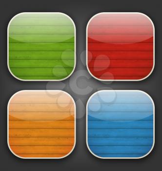 Illustration backgrounds with colorful wooden texture for the app icons - vector