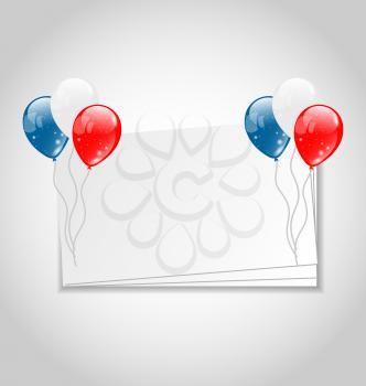 Illustration celebration card with balloons for Independence Day - vector