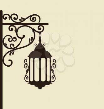 Illustration vintage forging ornate street lantern isolated - vector