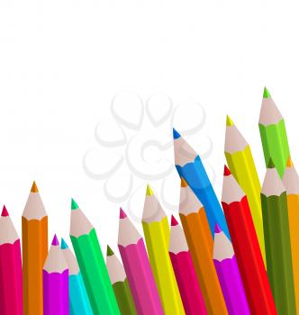 Illustration set colorful pencils on white background - vector