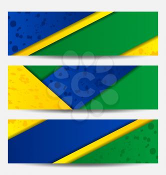 Illustration set football flyers in Brazil flag colors - vector
