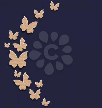Illustration holiday card with carton paper butterflies - vector