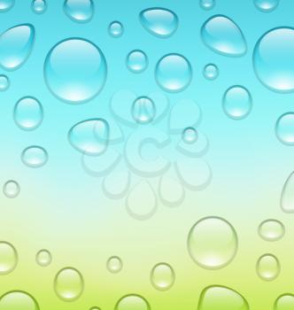 Illustration water abstract background with drops, place for your text - vector