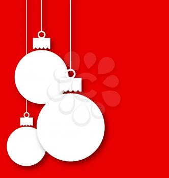 Illustration Christmas paper hanging balls with copy space for your text - vector