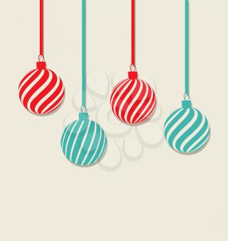 Illustration Christmas hanging balls with copy space for your text, simple style - vector