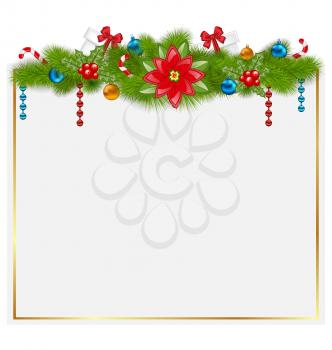Illustration greeting card with traditional Christmas elements - vector