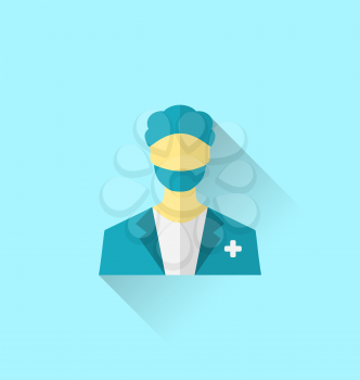Illustration icon of medical doctor with shadow in modern flat design style - vector