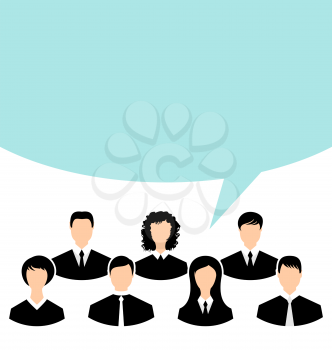 Illustration unity of business people team with speech bubble - vector