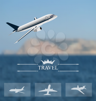 Illustration design of tickets for worldwide travel. Mobile interface template. Blurred layout - vector 