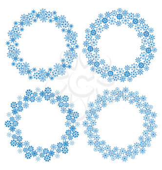 Illustration snowflakes circle frames for Christmas holiday - vector